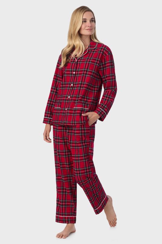 Lanz Women&#39;s Red Tartan Flannel PJ Set