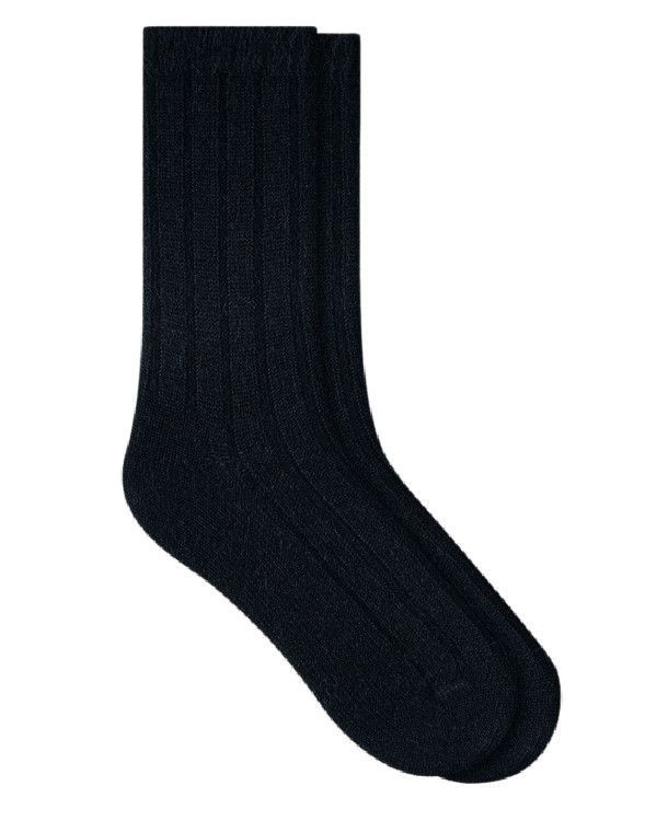Alpaca &amp; Wool Ribbed  Socks, COLOUR: CHARCOAL, SIZE: O/S