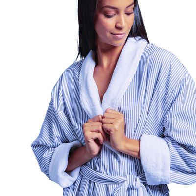 Seersucker Shimmer Blue Robe Seersucker Shimmer Blue Robe