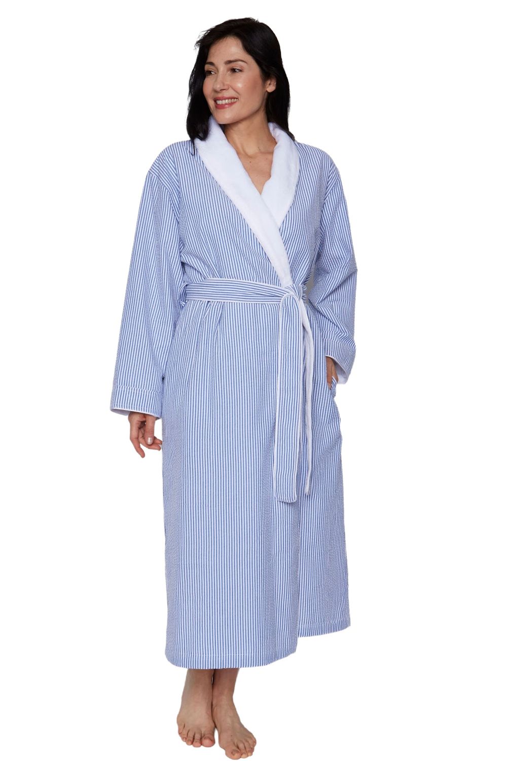 Seersucker  Shimmer Blue  Robe