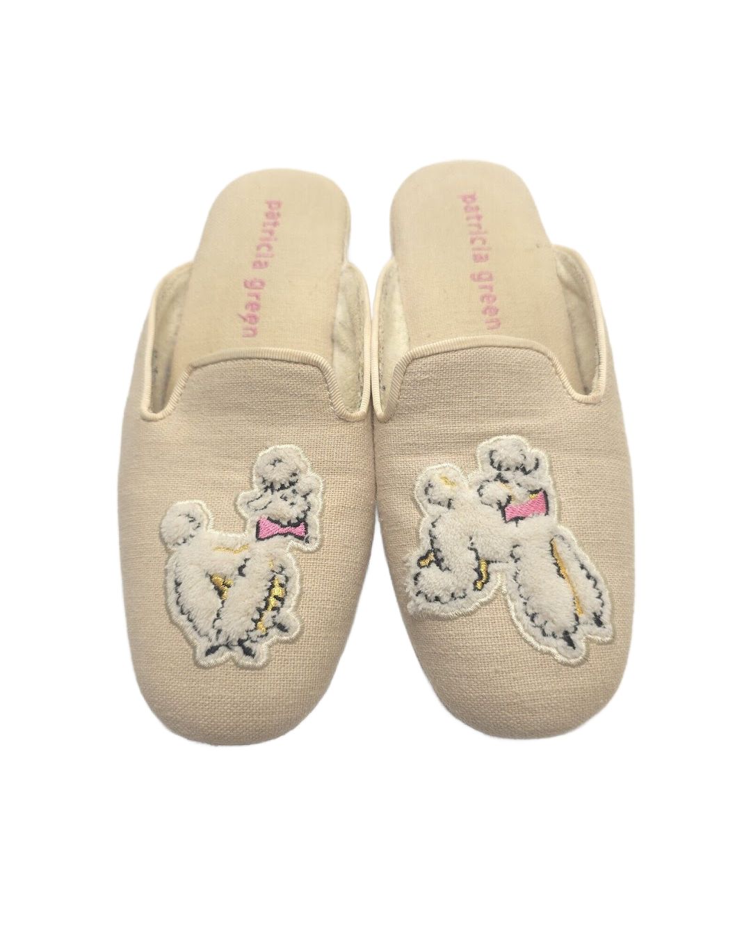 Linen Poodle Wedge Slipper