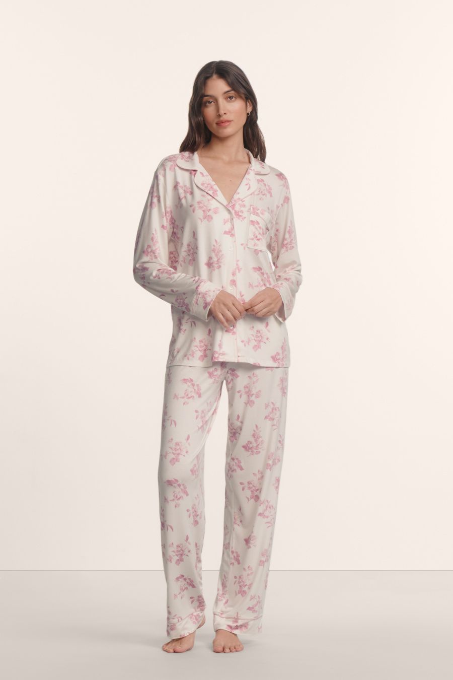 Eberjey Gisele Modal ROSE GARDEN Long PJ Set