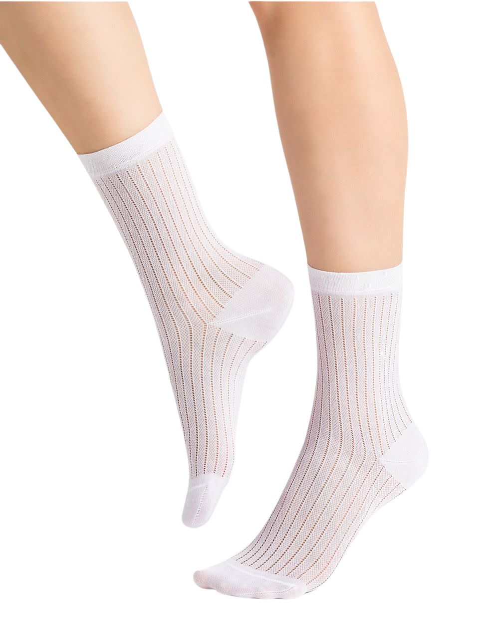 Cotton Openwork Ankle Socks, COLOUR: WHITE, SIZE: 5-7.5