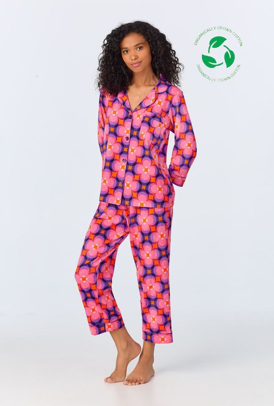 Organic Cotton Space Cat Crop PJ Set