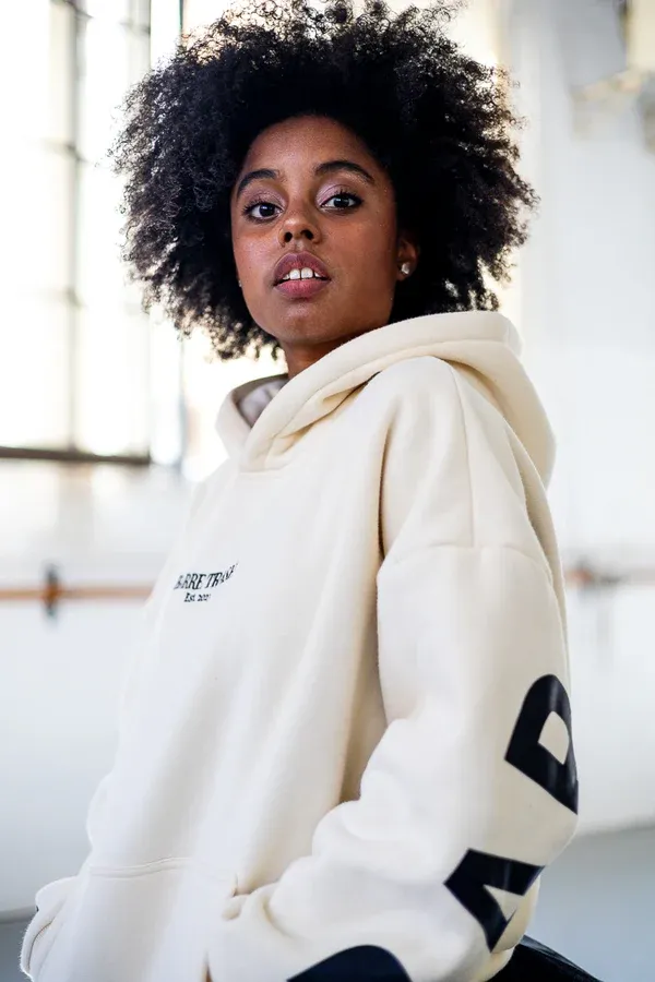 Barre Trash Oversized Hoodie, Color: Cream, Size: S