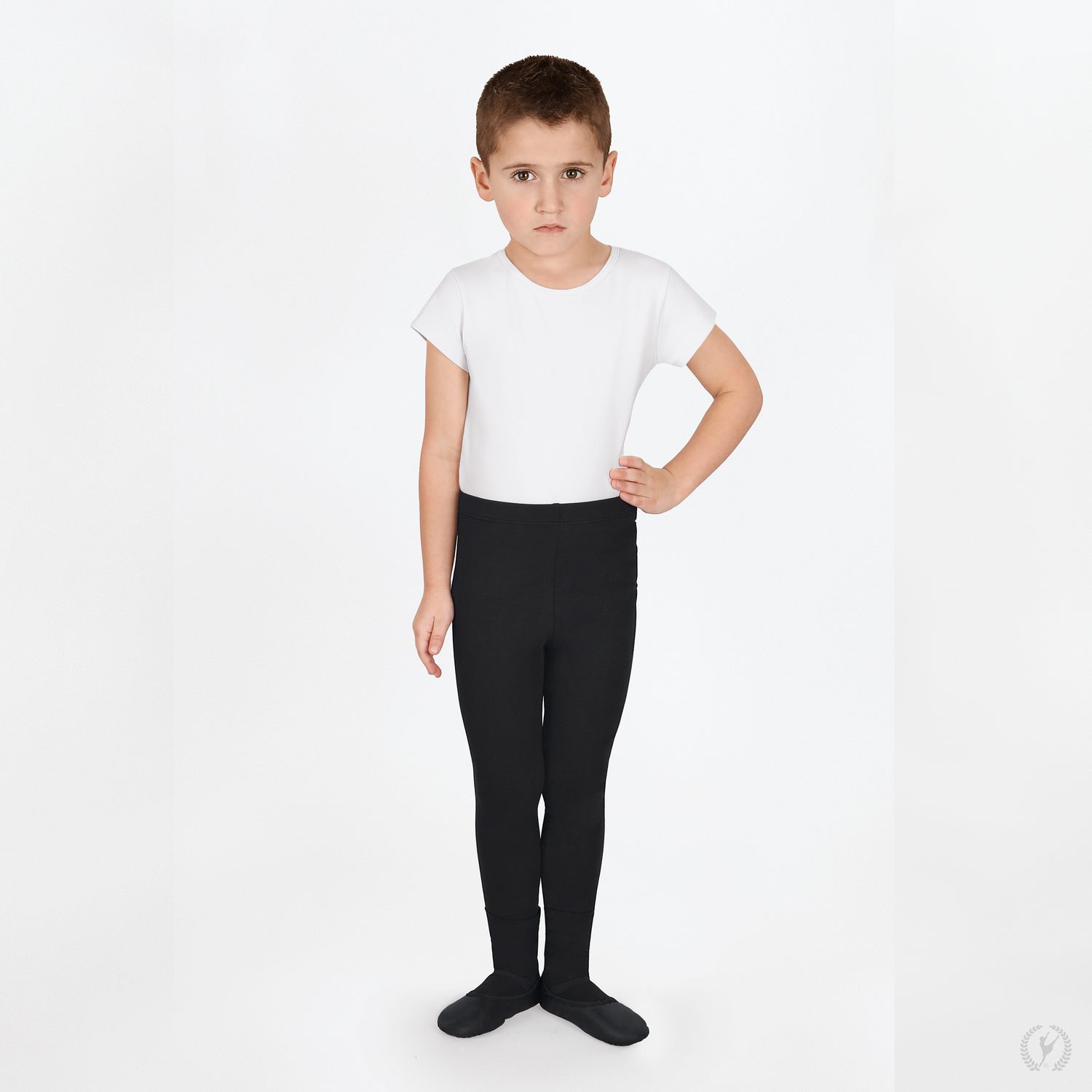 44100C Youth Crew Neck Short Sleeve Dance Top, Size: S, Color: White