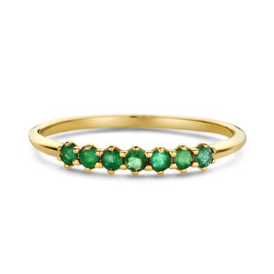 SWBR10318-Y45-56 - Gemstones Happiness 14k Ring Emerald