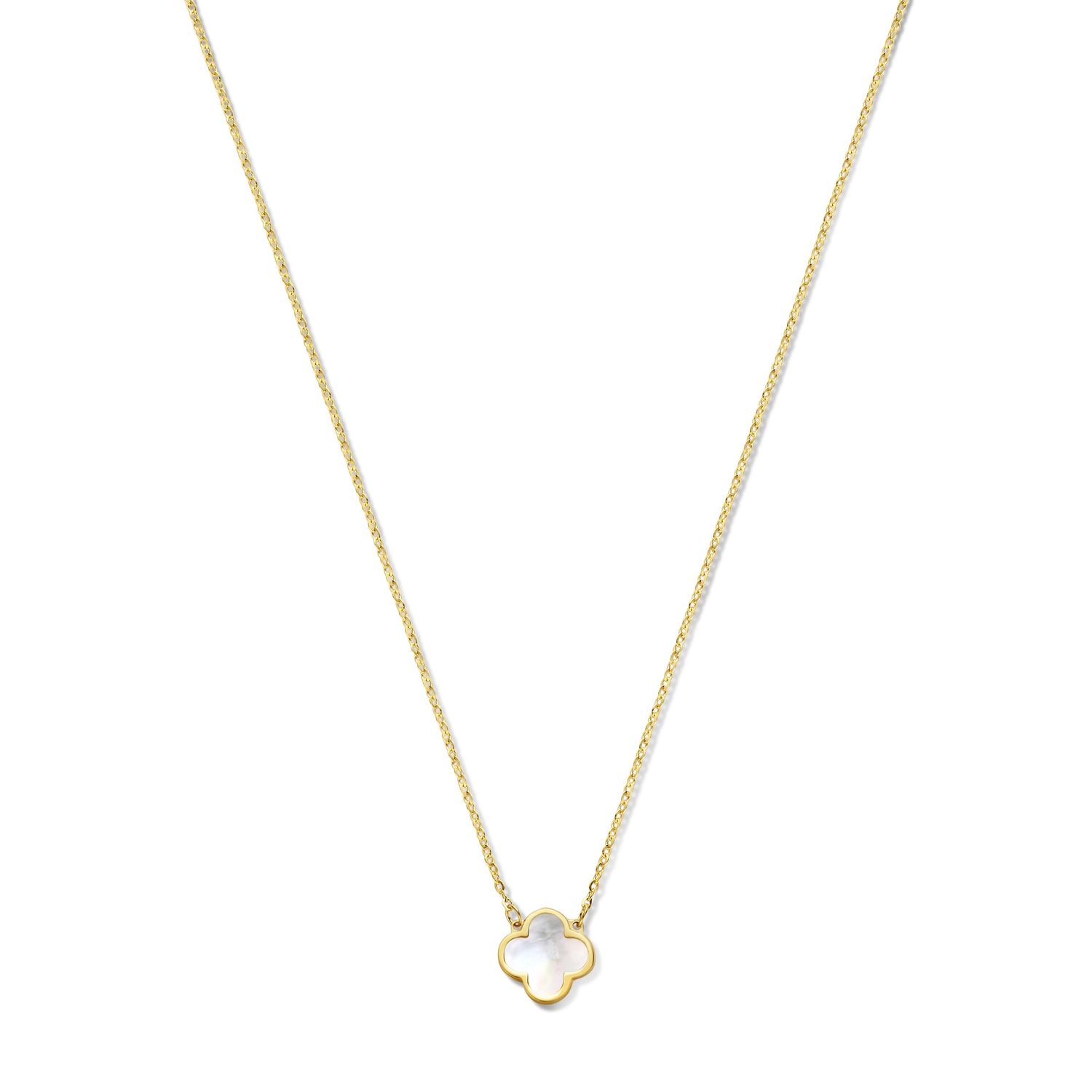 SWCN10206-Y14 - Happiness 14K Gold Necklace With Mother Of Pearl