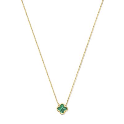 SWCN10206-Y45 - Happiness 14k Gold Necklace With Malachiet