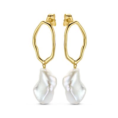 SWJE10219-Y14 - 14K Gold Earring With Mother Of Pearl