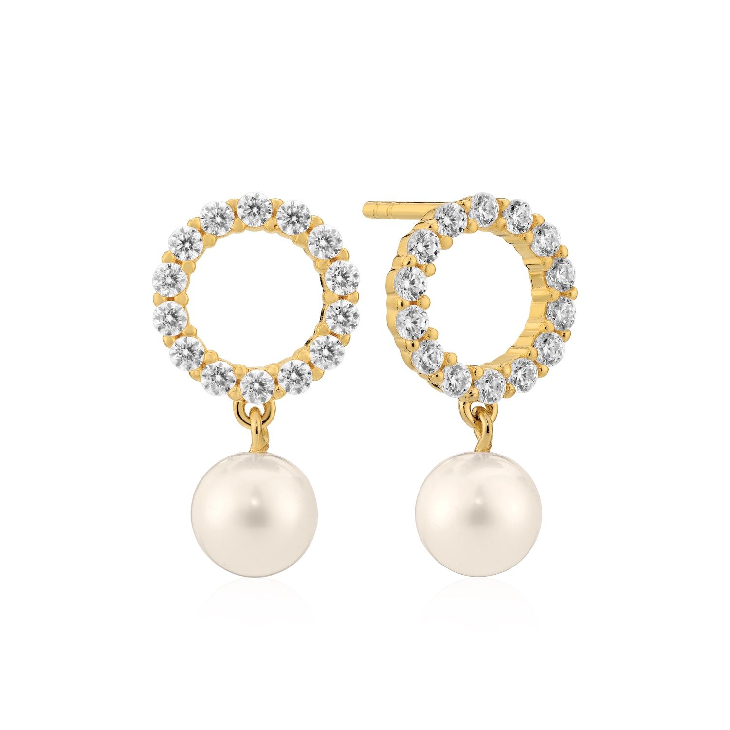 SJ-E2430-PCZ-YG -Biella Perla Uno Earrings