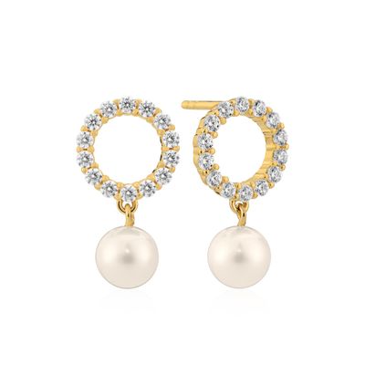 SJ-E2430-PCZ-YG -Biella Perla Uno Earrings