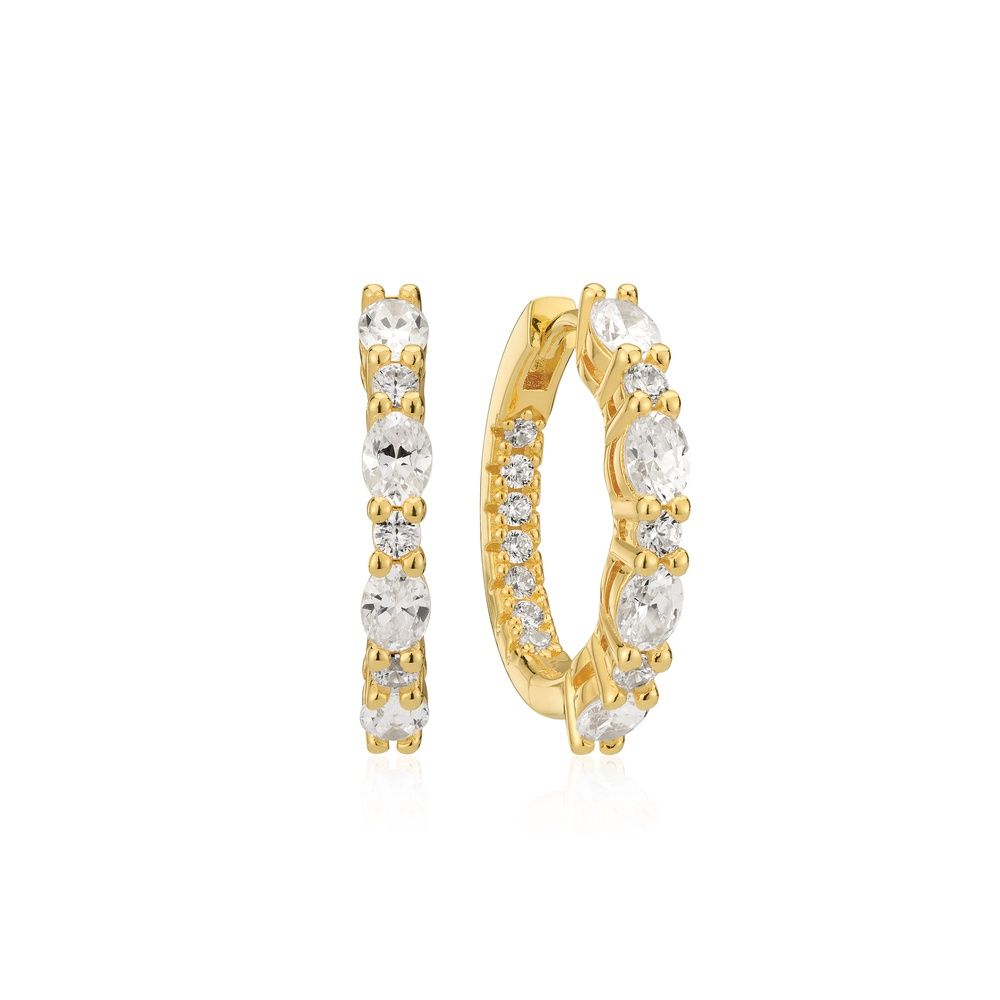 SJ-E2413-CZ-YG -Ellera Ovale Grande Earrings