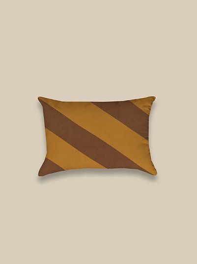 Stripes pillow double sided mud/yellow