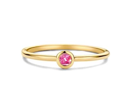 SWBR01OCT-Y-54 - Birthstone 14K Ring October Pink Tourmaline