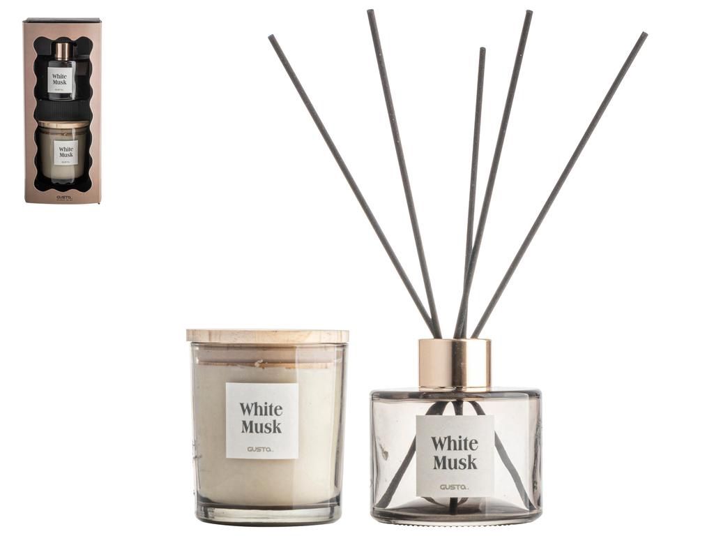 Giftset Kaars en Diffuser Witte Muskus