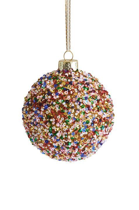 Seoul, Christmas Ball, 8cm, Sequins, White Rocailles Pearls,  Blue/Green/Gold