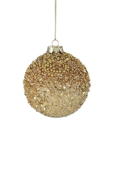 Seoul, Christmas Ball, 8cm, Glitter, Sequins, Gold