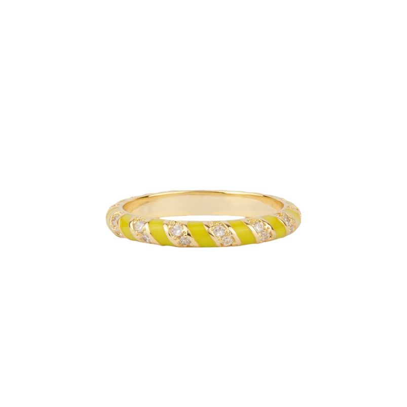 Sunlight Goldplated Ring Enamel Sparkling Swirl Small