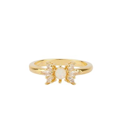 Oasis Goldplated Ring Zirconia Opal Bow