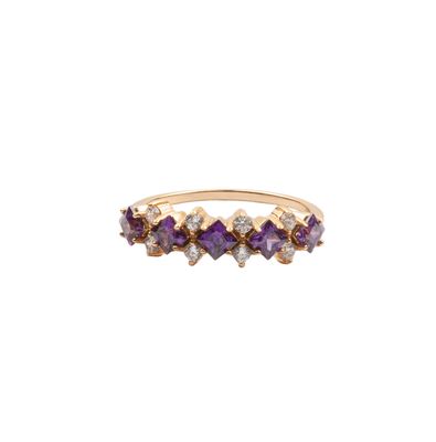Chérie Goldplated Ring Triangles Purple Clear