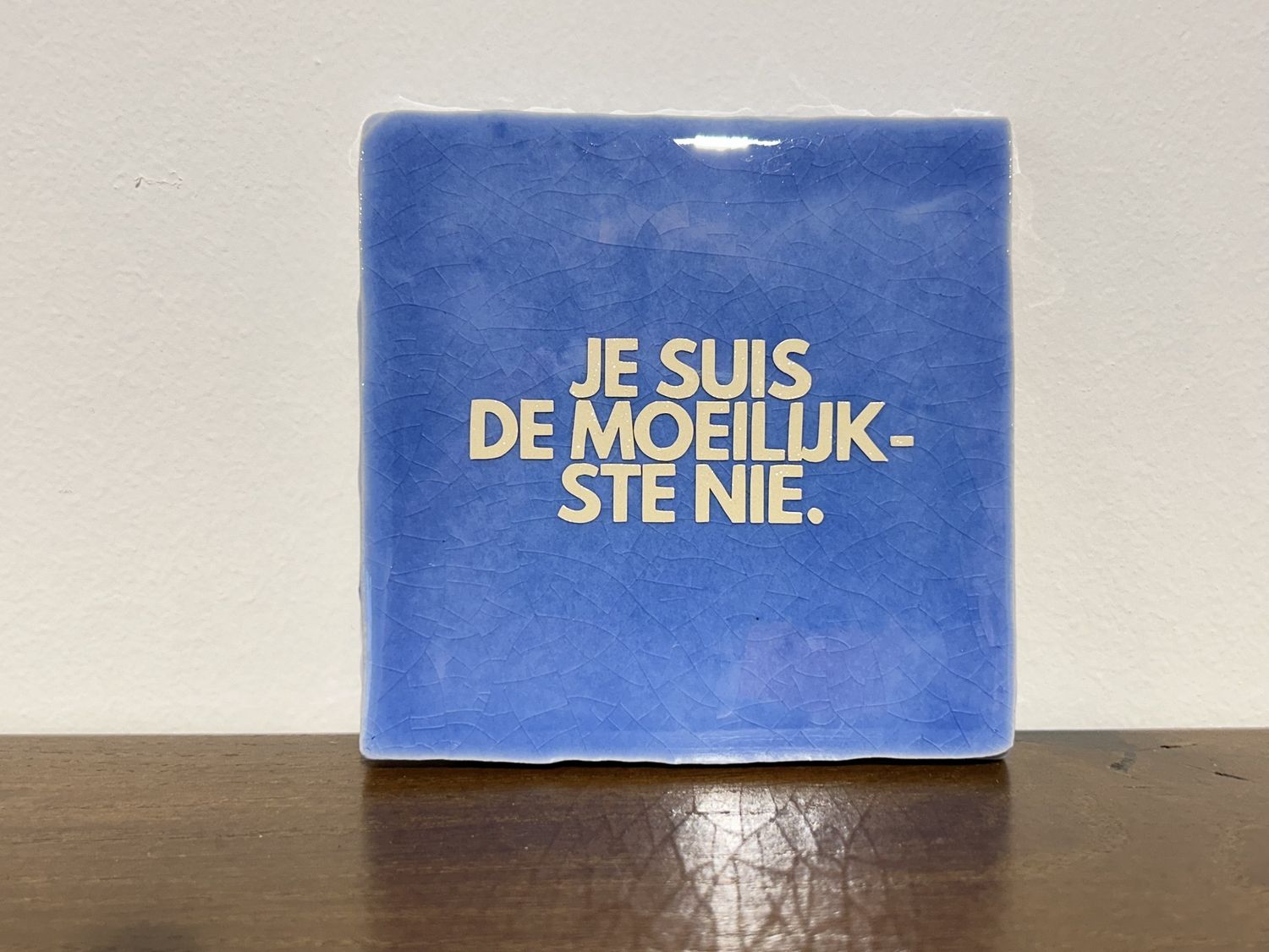 Tegel Baby Blauw Wit Glitter - Je Suis De Moeilijkste Niet