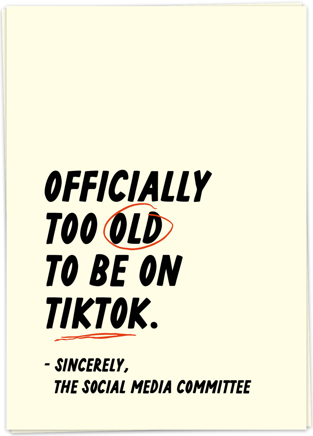 Kaart Too Old Tik Tok - Single