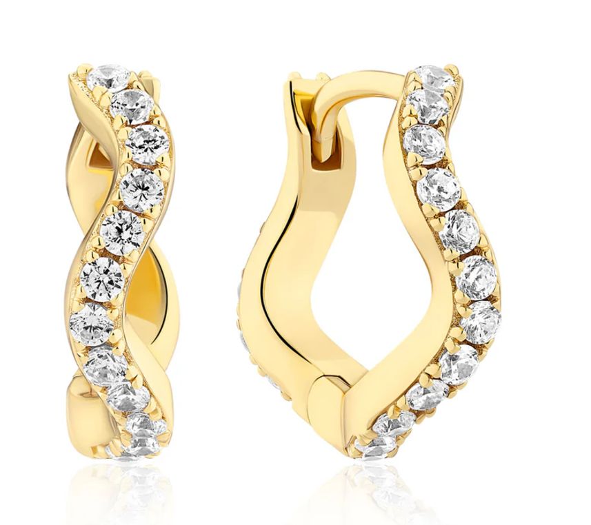 SJ-E3869-CZ-YG - Ellera Waves Grande Earrings