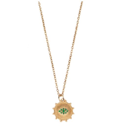 Aimé Goldplated Necklace Circle Green Eye