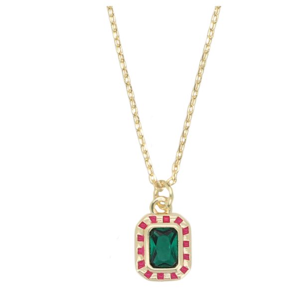 Sunlight Goldplated Necklace Pink Green Zirconia