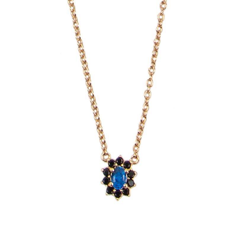 Amour Goldplated Necklace Flower Dark Blue