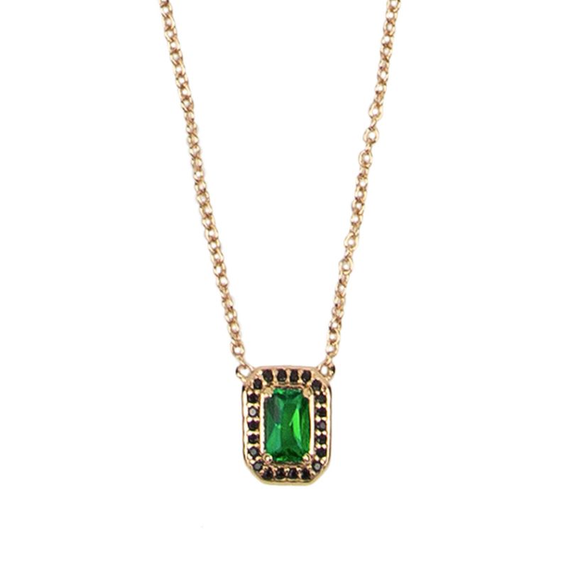 Amour Goldplated Necklace Rectangle Green Black