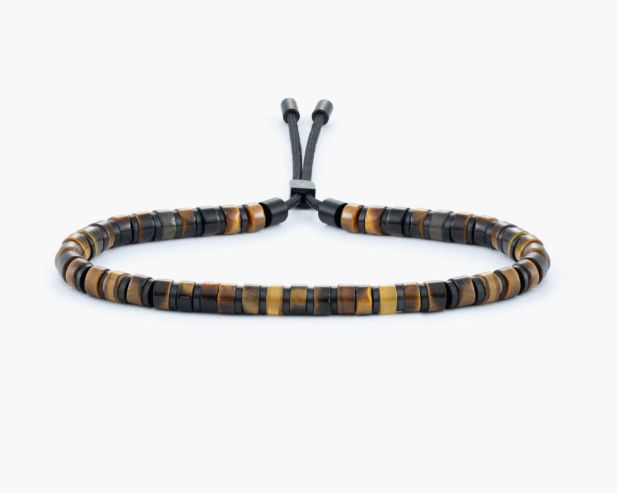 P48 - 271739 Brontide 4mm  Adjustable Tiger Eye/ Black, Size: M - 18/19 cm