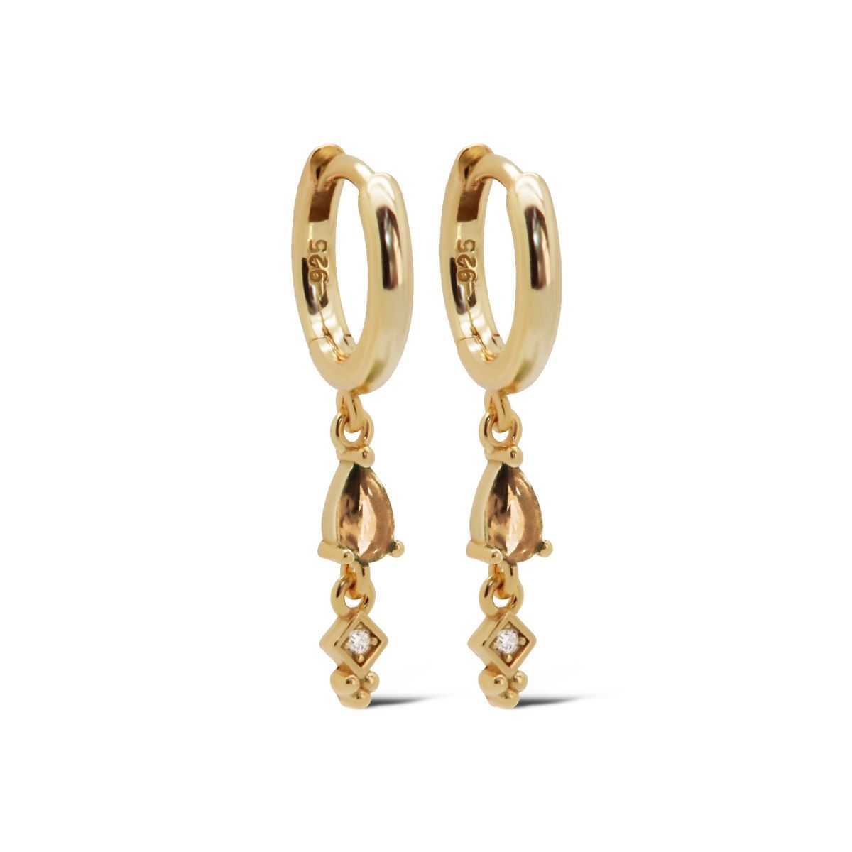 Hinged Hoops MINA Drop Champaign Goldplated