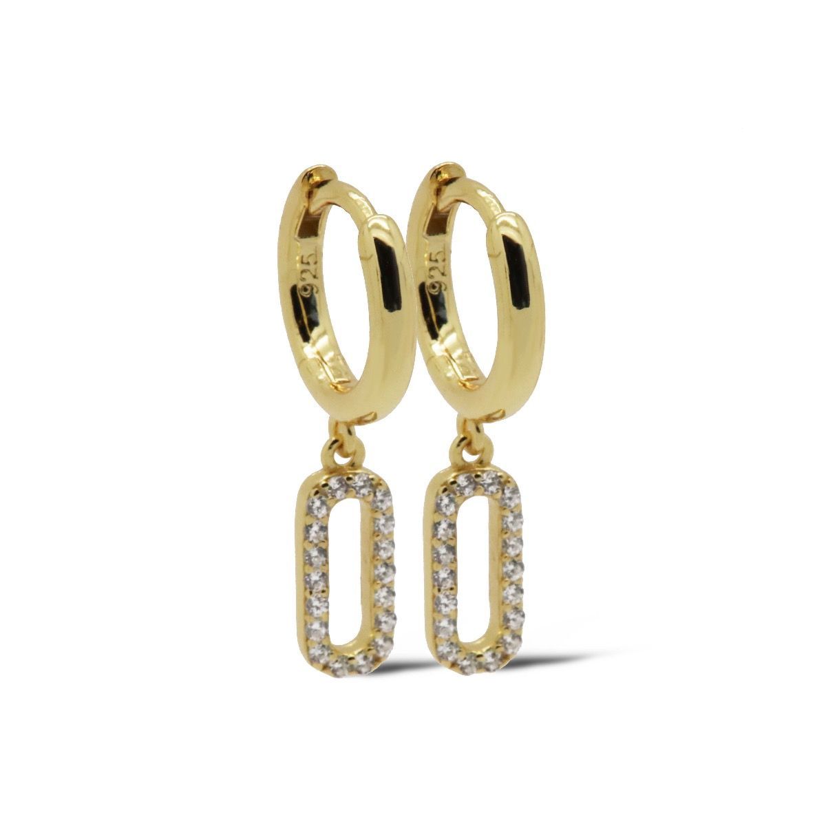 Hinged Hoops ROMY Round Square Goldplated