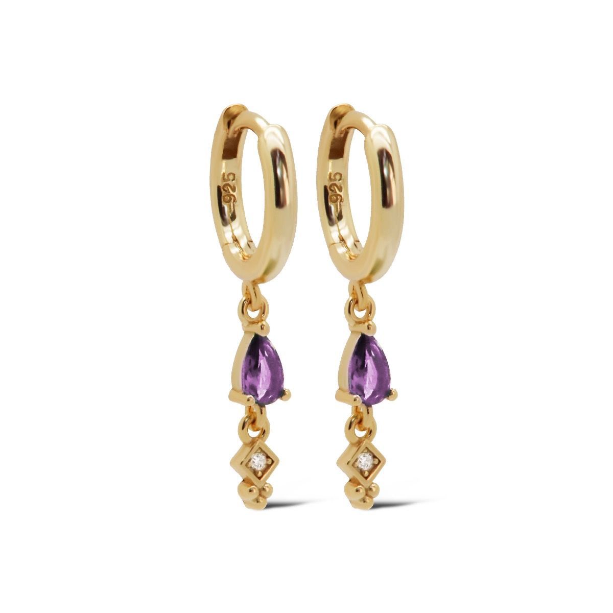 Hinged Hoops MINA Drop Lavender Goldplated