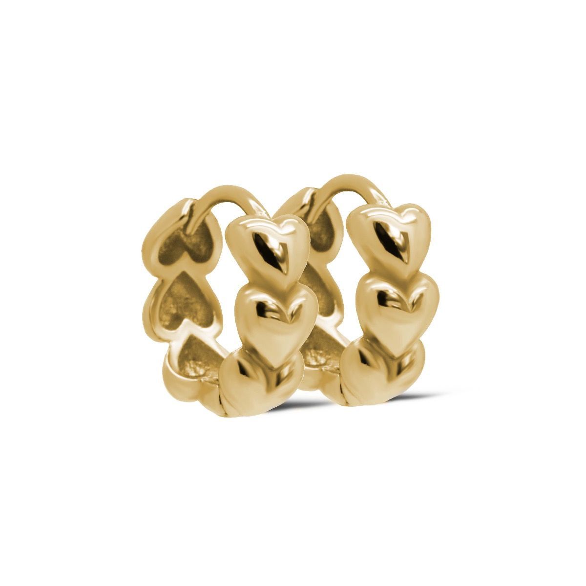 Hinged Hoops CONNECTED Hearts Goldplated 13MM