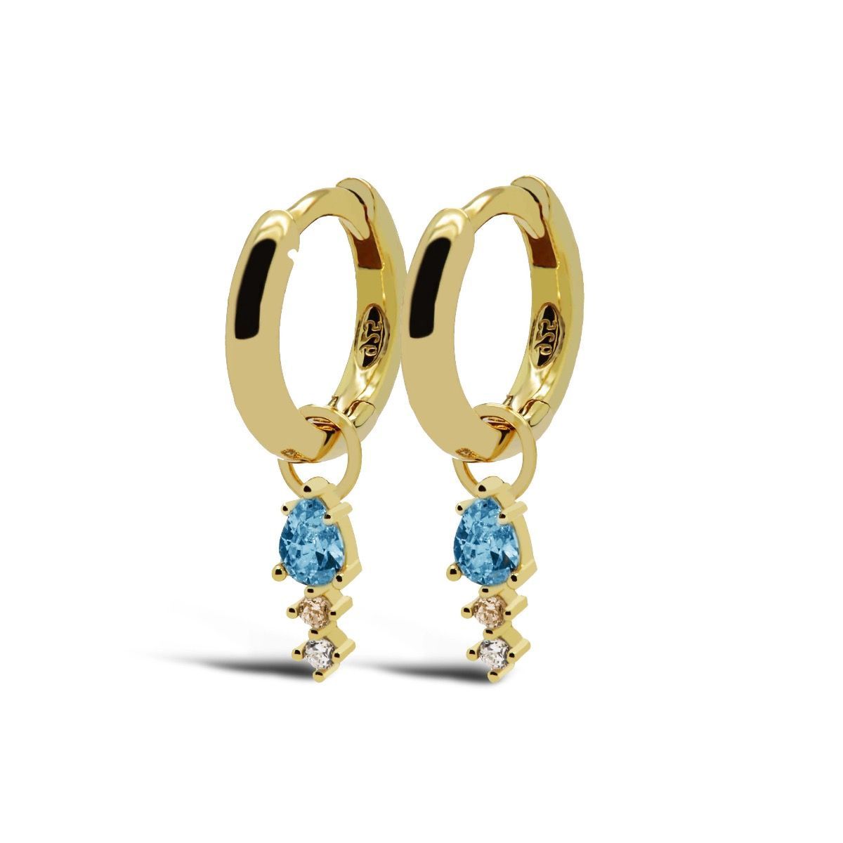 Hinged Hoops Duo BLUE Drop Goldplated