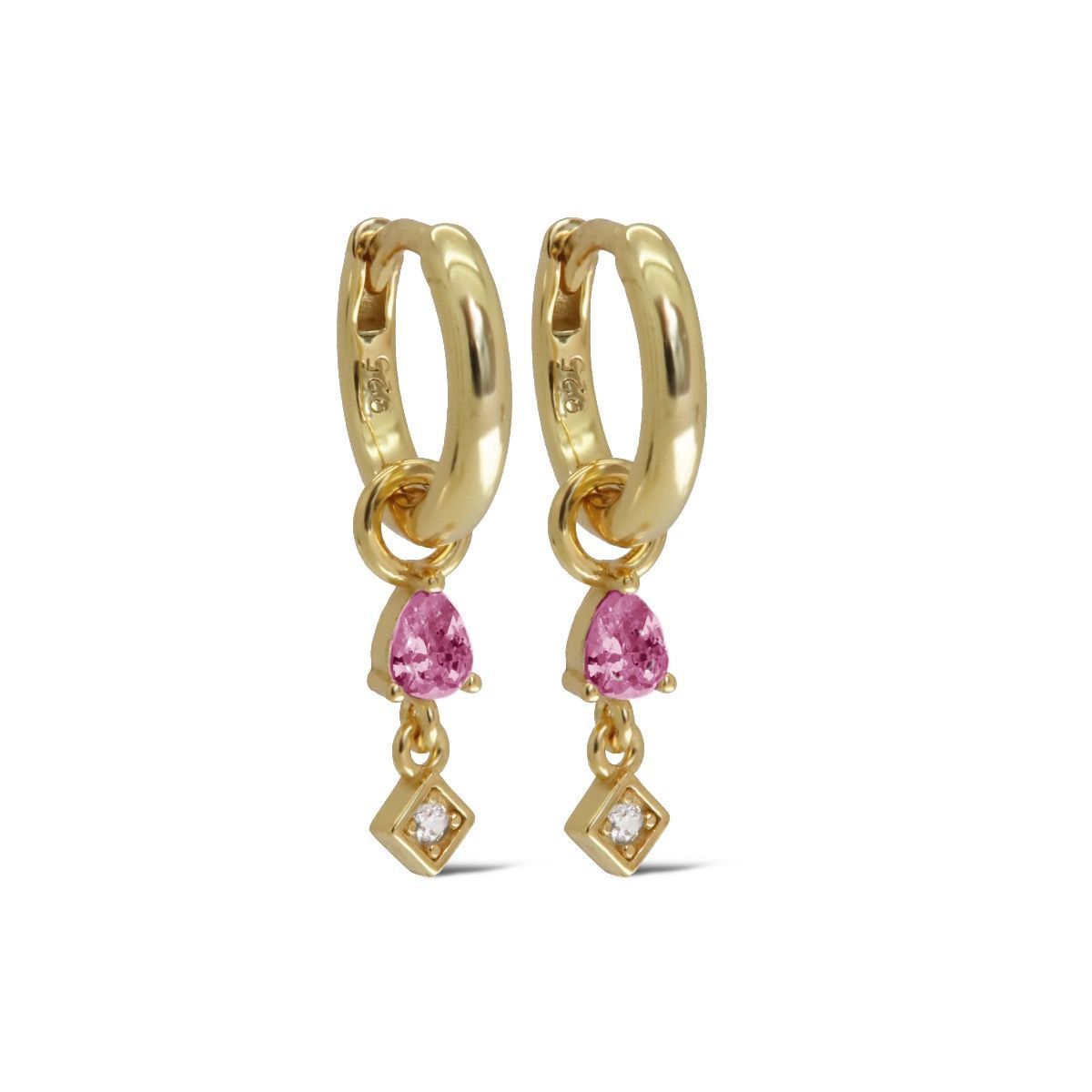 Hinged Hoops CLEO Pink Zirconia Goldplated