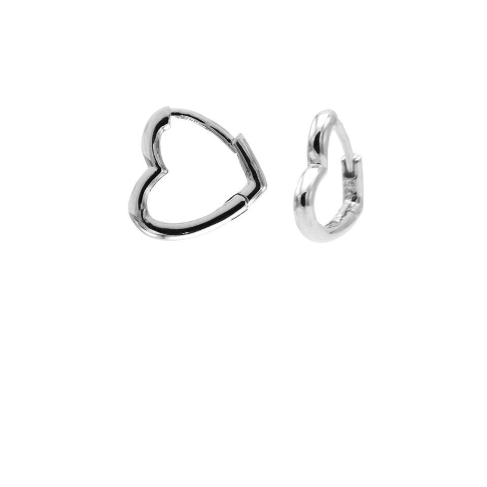 Plain Hinged Hoops Heart Silver