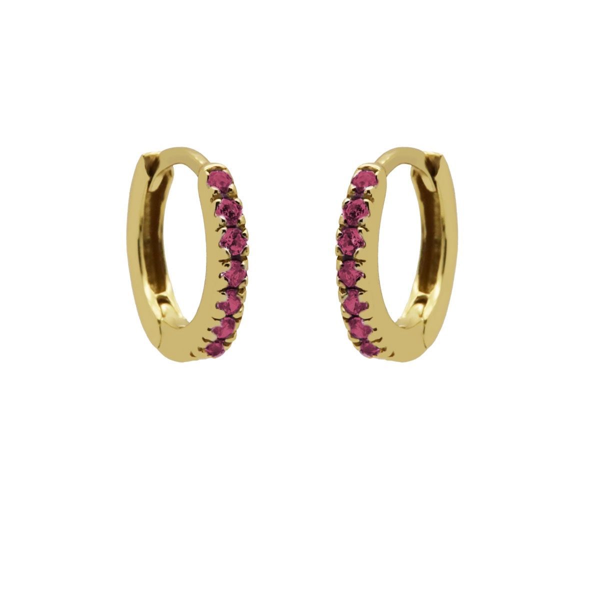 Plain Hoops Round RUBY RED 13MM Goldplated