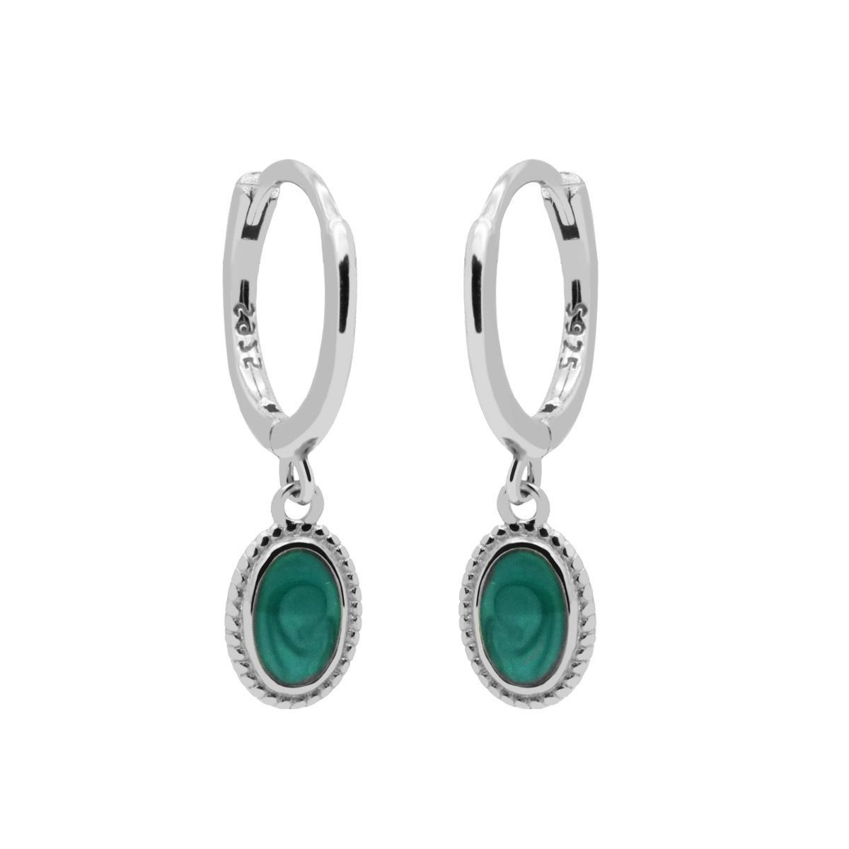 Hinged Hoops Vintage Green Silver