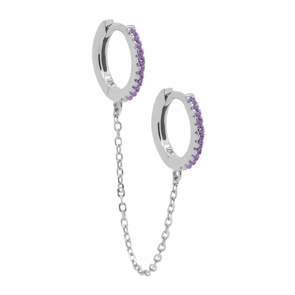 Hinged Hoops Double In Chains Lavender Silver (1piece)