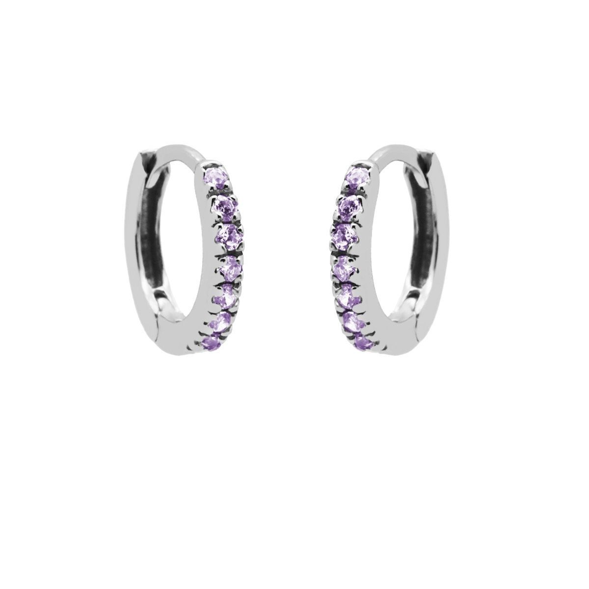 Plain Hoops Round Lavender Zirconia 13MM Silver
