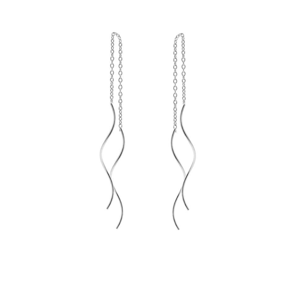 Pull Through Earrings Wave Silver