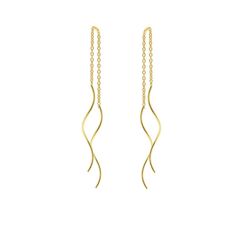 Pull Through Earrings Wave Goldplated