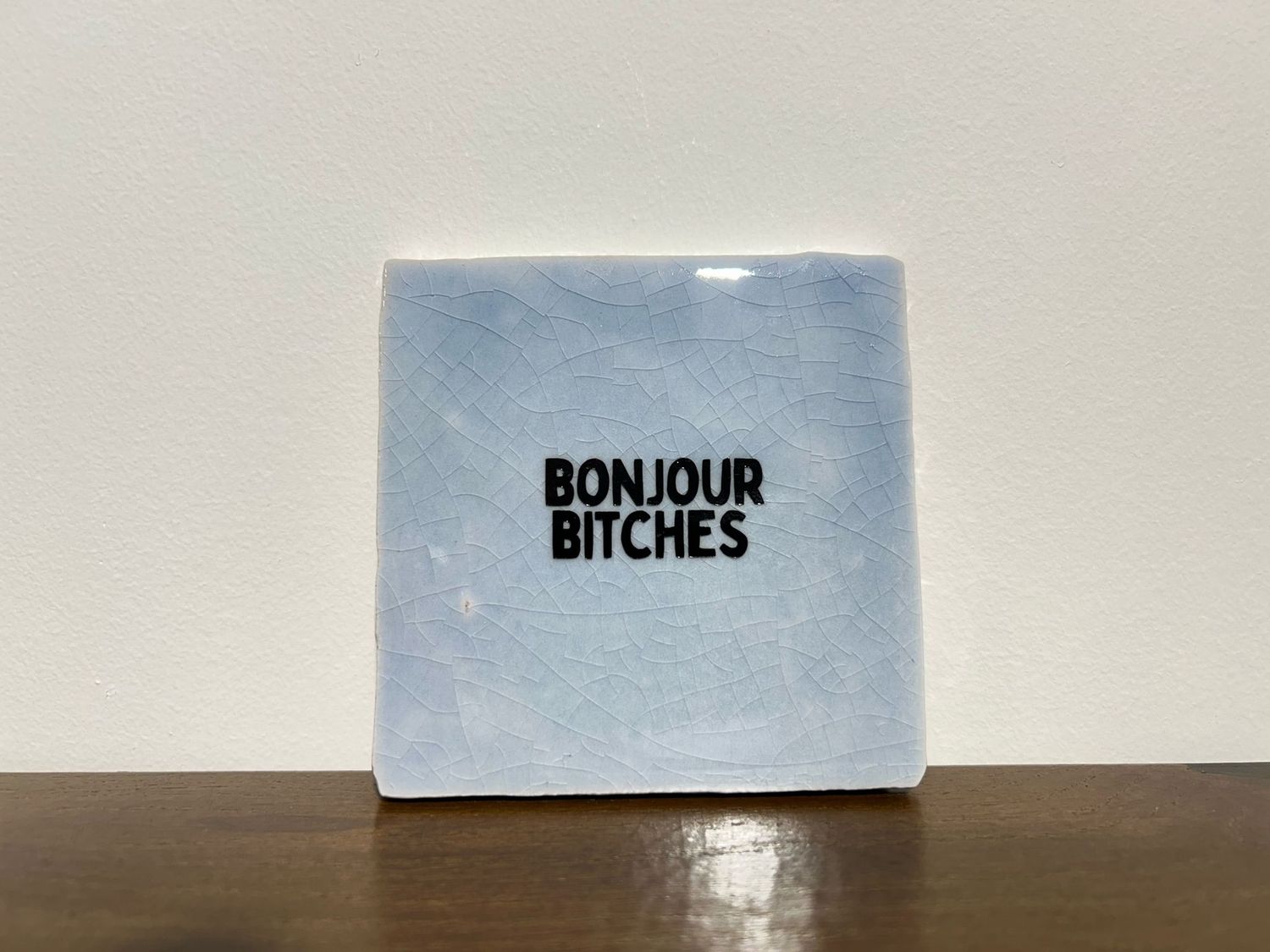 Tegel Bonjour Bitches - Lichtblauw/Zwart