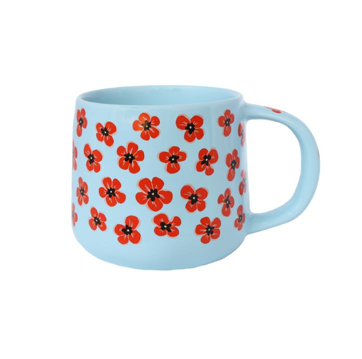 Mug Blue With Poppies