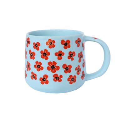 Mug Blue With Poppies