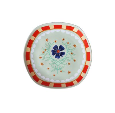 Serving Plate Green With Flowers